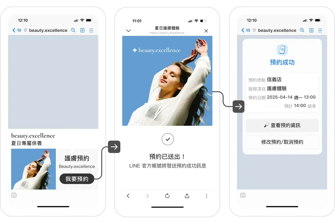 使用 C360+ LINE 自動回覆與預約表單，讓顧客在LINE內自助完成預約並通知顧客